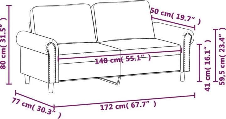 Produktbild VidaXL 2-Sitzer-Sofa 140 cm Samt (2-Sitzer)