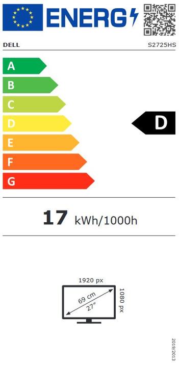 Label énergétique Dell S Series S2725Ds Écran Led (27")