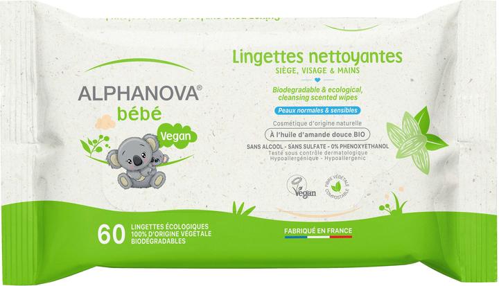 Image du produit Alphanova BB lingettes à l'huile d'amande biodégradables (60 pièce(s))