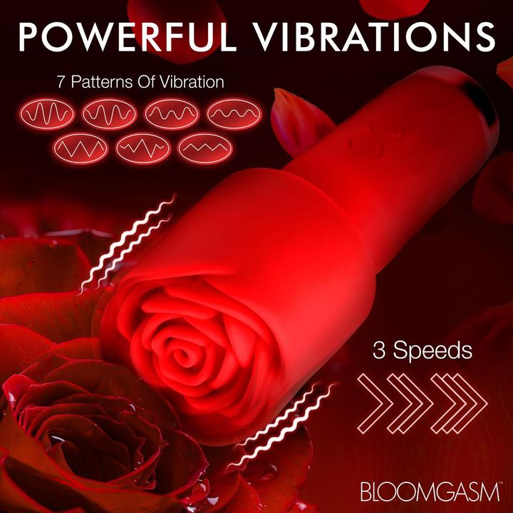 Actual product image Frisky Bloomgasm - Pleasure Rose Mini Wand Vibrator - Red