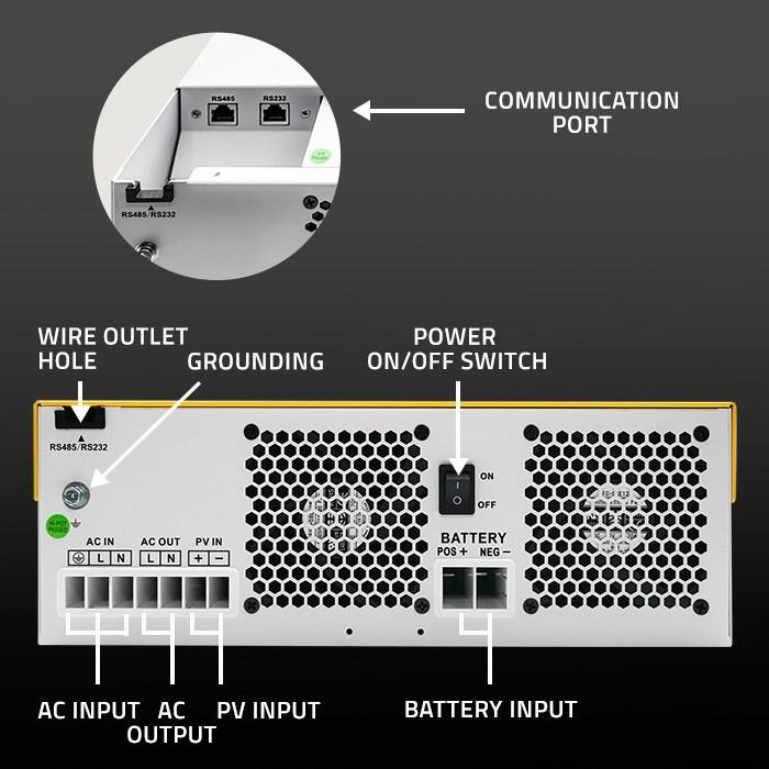 Image du produit Qoltec 6 2 kVA Onduleur solaire hybride hors-réseau | 6 2 kW | 120 A | MPPT | Écran LCD | B