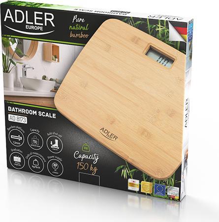 Actual product image Adler Bathroom Bamboo Scale AD 8173 Maximum weight (capacity) 150 kg, Accuracy 100 g (150 kg)