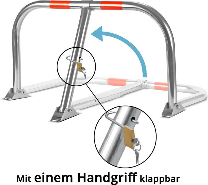 Produktbild Stahlwerk Parkbügel umlegbar inklusive Vorhängeschloss Parkplatzsperre klappbar