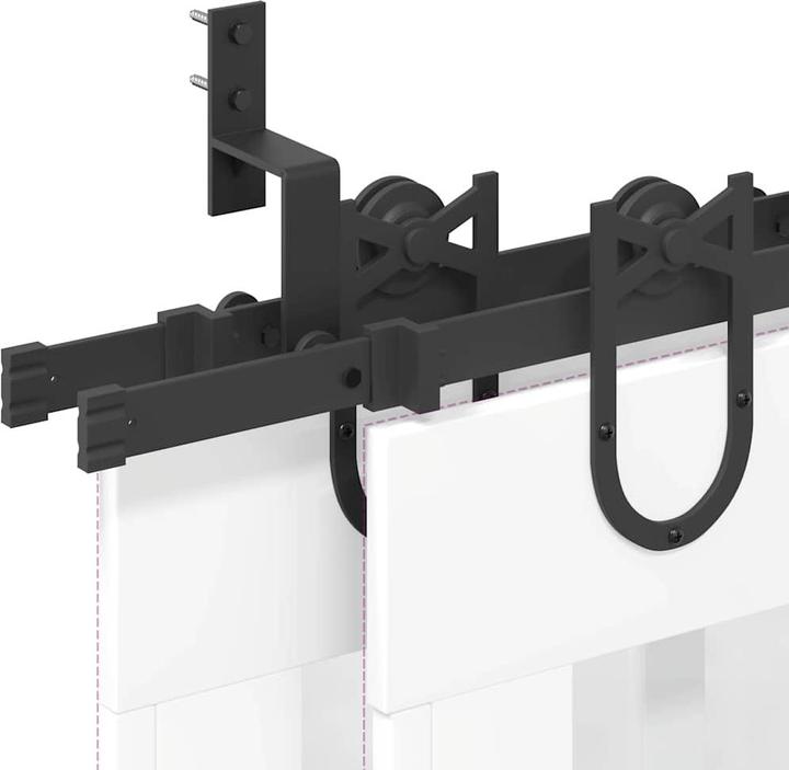 Produktbild VidaXL Schiebetürbeschlag-Set 200 cm Stahl Schwarz Schiebetürbeschlag Satz