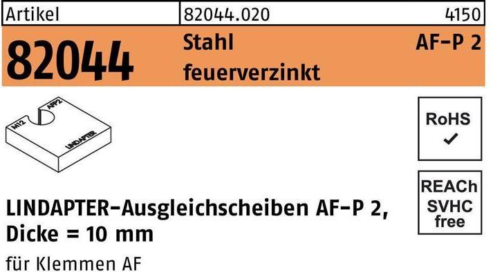 Produktbild Lindapter Ausgleichsscheibe R 82044 AF M 20 P2 Stahl feuerverzinkt (0.02 m)
