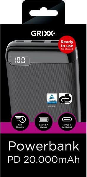Actual product image Grixx Power supply (20000 mAh, 74 Wh)