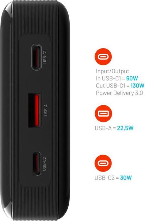Actual product image Fixed Zen PRO USB-C PD 130W Power Bank 20,000 mAh Black (20000 mAh, 130 W, 74 Wh)
