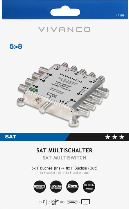 Produktbild Vivanco SAT Multischalter 5/8 digital, kompakt (Multischalter)