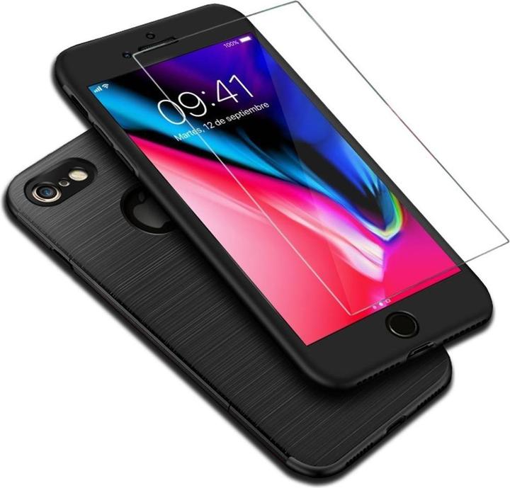 Produktbild König Design Handyhülle Apple iPhone 6 / 6s Full Cover Carbon Case Schutz Bumper Etui Schwarz (Apple iPhone 6)