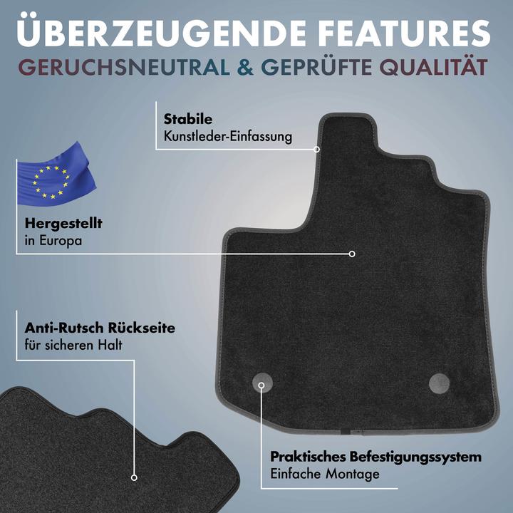 Produktbild Walser Premium Fussmatten für Skoda Roomster BJ 03/2008 - heute (2 Vordermatten + 2 Rückmatten)