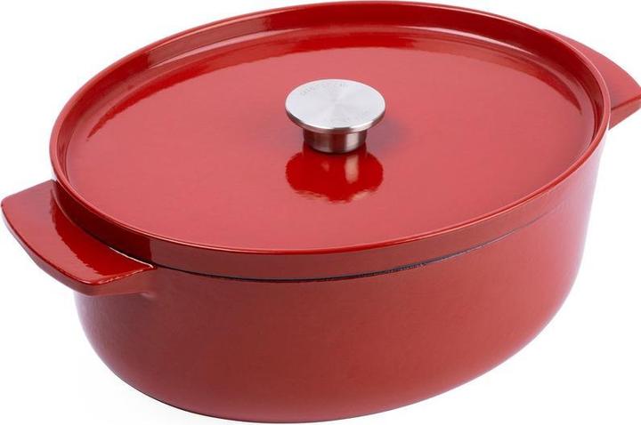 Produktbild KitchenAid braadpan 30cm - gemailleerd gietijzer - keizer rood - ovaal (Bräter + Schmortopf, Gusseisen)