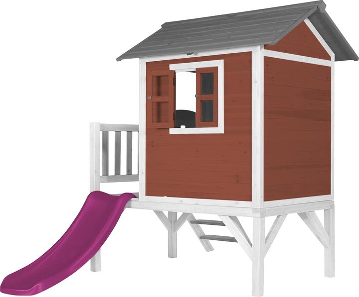 Image du produit Axi Lodge XL Maison de jeu Scandinave Rouge - Toboggan Violet