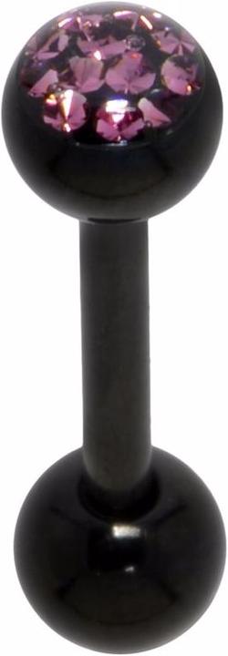 Image du produit Bijouteria Piercing langue (Résine époxy, Cristallin, Revêtement PVD (noir), Acier chirurgical 316L)