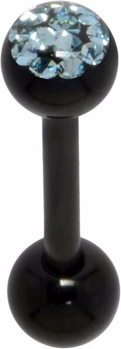 Produktbild Bijouteria Zungenpiercing (Chirurgenstahl 316L, Epoxiharz, Kristall, PVD Beschichtung (schwarz))