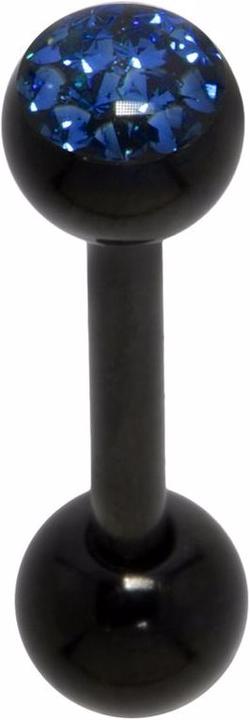 Actual product image Bijouteria Tongue piercing (Surgical steel 316L, Epoxy resin, Crystal, PVD coating (black))
