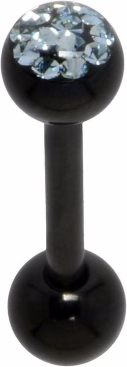 Produktbild Bijouteria Zungenpiercing (Chirurgenstahl 316L, Epoxiharz, Kristall, PVD Beschichtung (schwarz))