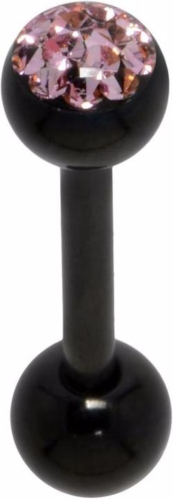 Produktbild Bijouteria Zungenpiercing (Epoxiharz, Kristall, PVD Beschichtung (schwarz), Chirurgenstahl 316L)