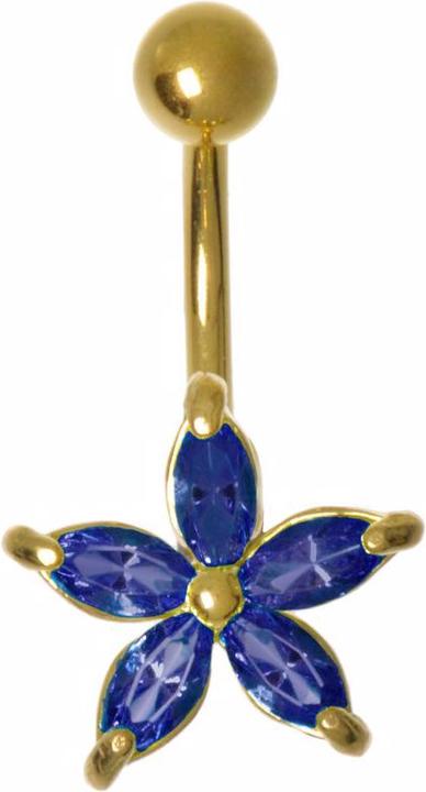 Bijouteria Bauchpiercing (Messing rhodiniert, Zirkonia, PVD Beschichtung (goldfarben))