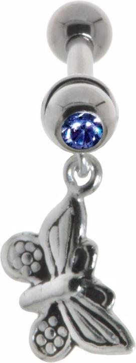 Actual product image Bijouteria Ear piercing (Brass with silver plating, Surgical steel 316L, Crystal)