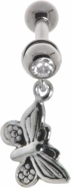 Bijouteria Ohrpiercing (Messing mit Silberbeschichtung, Kristall, Chirurgenstahl 316L)