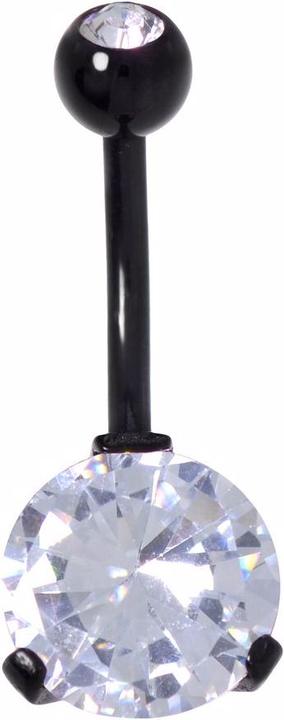 Bijouteria Bauchpiercing (PVD Beschichtung (schwarz), Zirkonia, Chirurgenstahl 316L, Kristall)