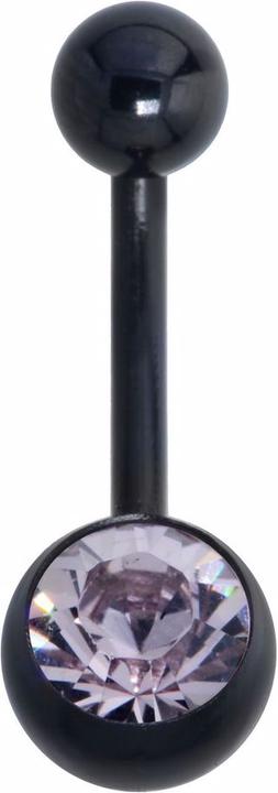 Bijouteria Bauchpiercing (PVD Beschichtung (schwarz), Titan, Kristall)