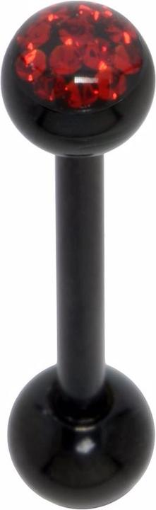 Bijouteria Zungenpiercing (Epoxiharz, Kristall, PVD Beschichtung (schwarz), Chirurgenstahl 316L)