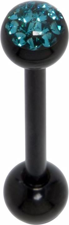 Produktbild Bijouteria Zungenpiercing (PVD Beschichtung (schwarz), Chirurgenstahl 316L, Epoxiharz, Kristall)
