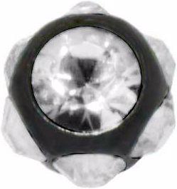 Bijouteria 1.2mm Piercing-Kugel (Chirurgenstahl 316L, PVD Beschichtung (schwarz), Premium Kristall)
