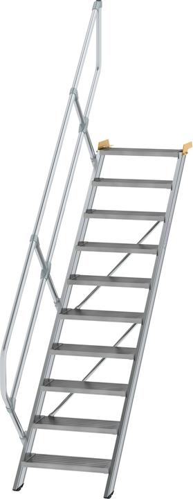 Image du produit Munk Escalier 45° largeur des marches 600 mm 10 marches aluminium strié (Escabeau, 222 cm)