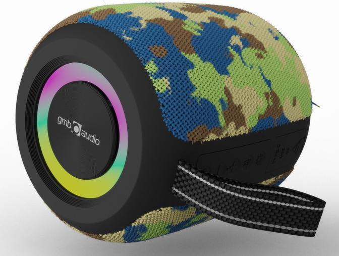 Actual product image Gembird Wired speakers Portable Speaker||Camouflage|Portable/Wireless|Bluetooth|SPK-BT-LED-05-CM (4 h, Rechargeable battery operated)