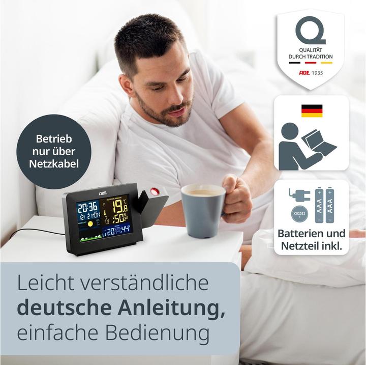 Produktbild ADE Digitale Wetterstation m. Projektion schwarz
