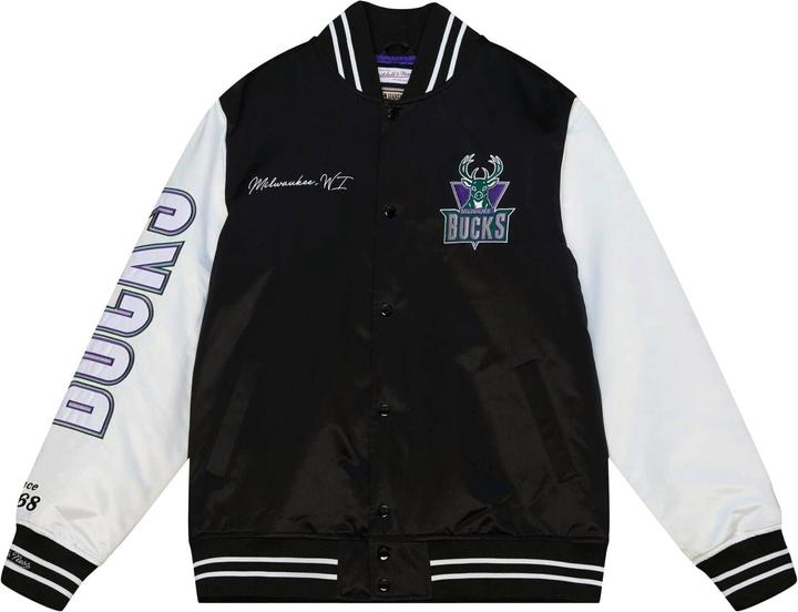 Mitchell & Ness M&N Varsity Satin Jacke - NBA Milwaukee Bucks - S (S)