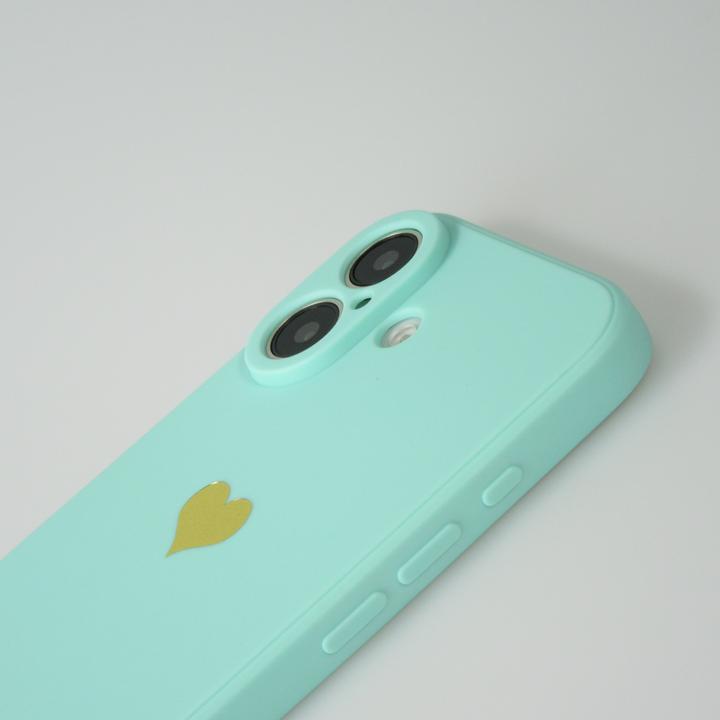 Produktbild PhoneLook Hülle Silikon Mat Herz gold Türkis (Apple iPhone 16 Plus)