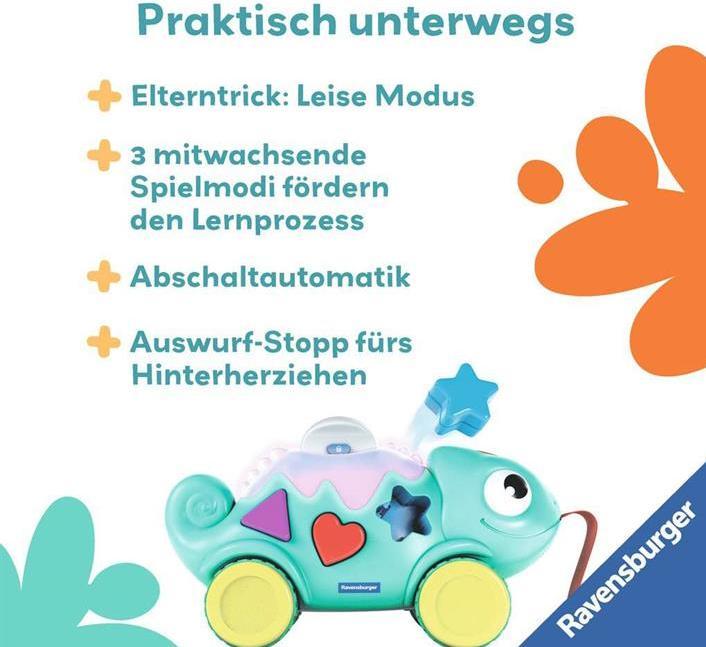 Produktbild Ravensburger 4875 play+ Musikalisches Formen und Farben Chamäleon, Farben- und Formensortierer, mit (Deutsch)