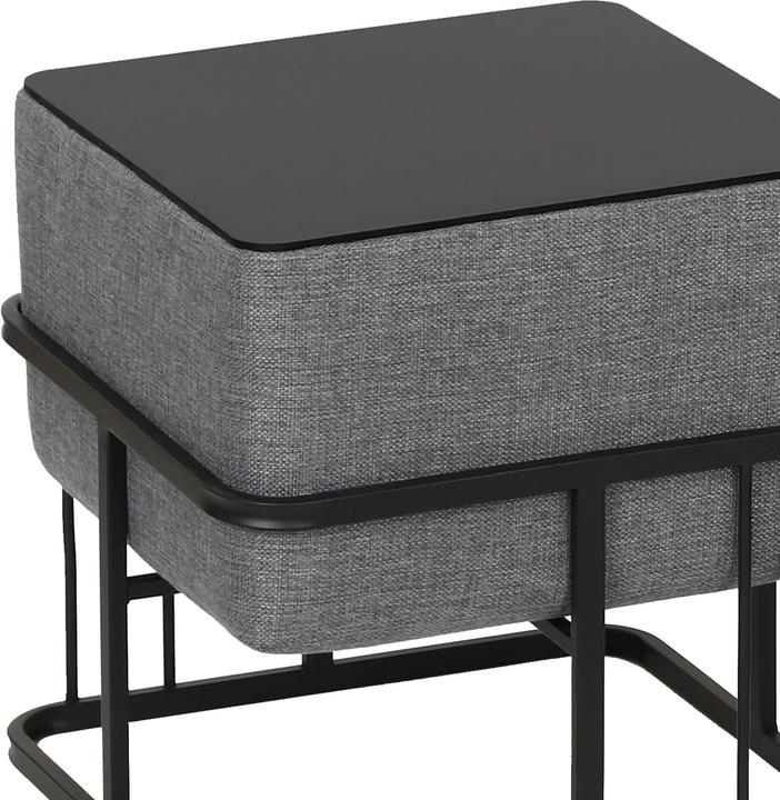Produktbild En.Casa Multifunktionaler stapelbarer Sitzhocker Tas 2er Set quadratisch Dunkelgrau