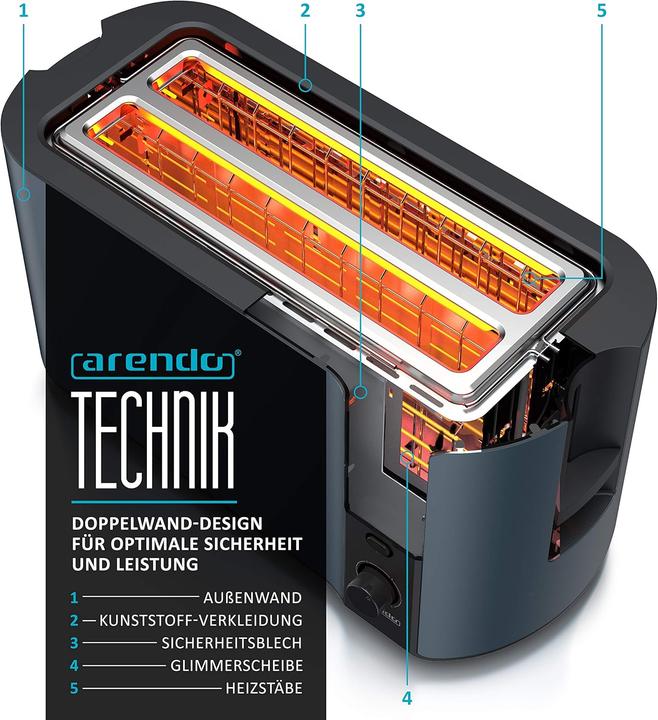Actual product image Arendo Frukost Langschlitztoaster mit Displayanzeige