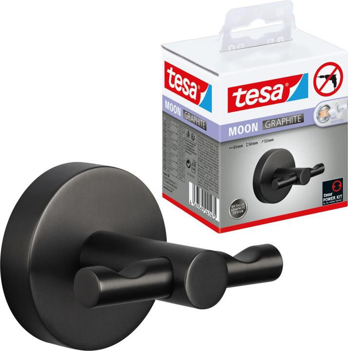 Actual product image tesa ® MOON bathrobe hooks in Graphite