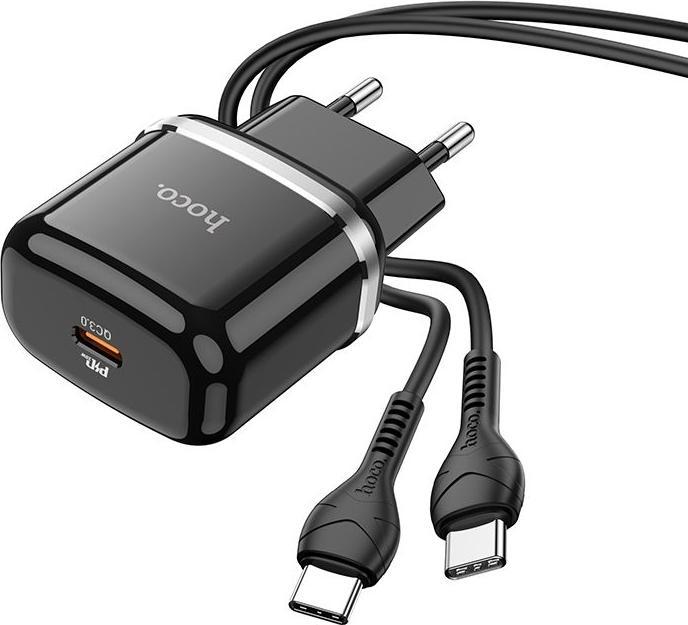 Produktbild Hoco Victorious N24, 20W, 3A, 1 x USB-C, with USB-C Cable, schwarz