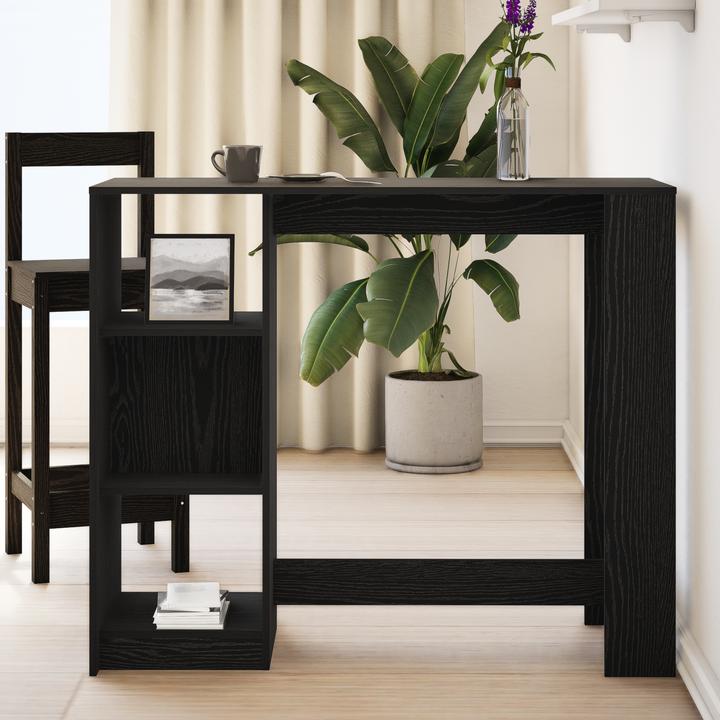 Produktbild VidaXL Bartisch mit Regal Schwarz Eiche 102,5x46x103,5 cm Hergestelltes Holz