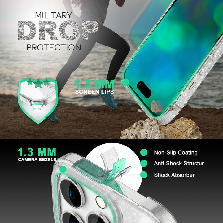 Produktbild Nalia Klare Glitzer Silikon Hülle (Apple iPhone 14 Pro)