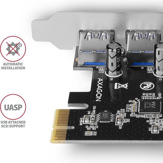 Produktbild Axagon PCEU-430VL Kontroler PCIe 4x port USB 3.2 GEN 1, UASP, chipset VIA