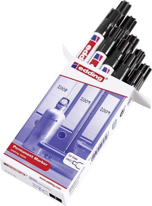 Produktbild Edding Permanentmarker (Black, White, 3 mm, 10 x)