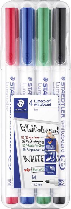 Staedtler Marcatore per lavagna bianca Lumocolor 301 (Multicolore, 1 mm, 4 x)