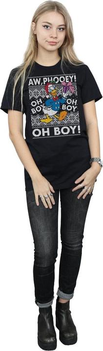 Actual product image Disney Womens/Ladies Donald Duck Christmas Fair Isle Cotton Boyfriend T-Shirt (XL)
