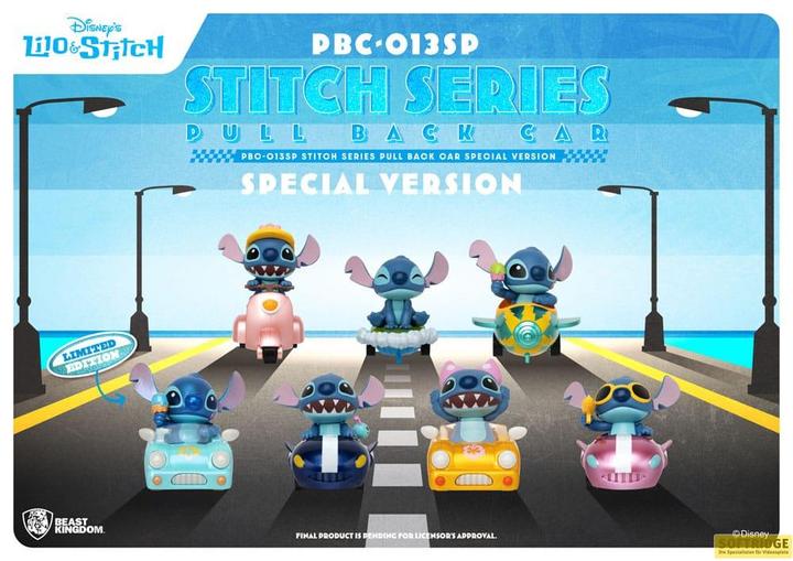 Actual product image Beast Kingdom Lilo & Stitch Pull Back Cars Blind Box 6-Pack Special Edition