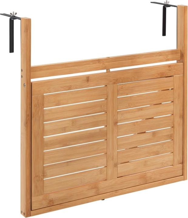 Actual product image Wenko Bamboo balcony folding table Mod. Waikiki for hanging on balcony railings (64 cm)
