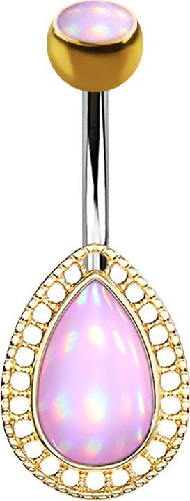 Image du produit Star Piercing Banane dorée goutte avec pierre époxy rose (Laiton, Acier chirurgical 316L)