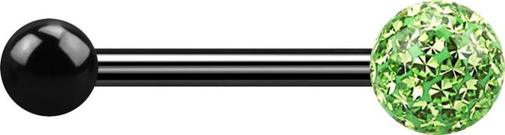 Produktbild Star Piercing Barbell schwarz mit Kugel und Kristallkugel hellgrün Epoxy Schutzschicht (Titan G23, ohne Messing)
