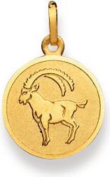 Immagine prodotto Natsumi Schmuck Ciondolo Zodiaco Capricorno in oro 18K/750 rotondo con angelo (Oro giallo 750/18 K Oro giallo)